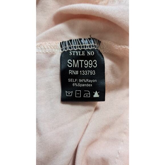 POL Lace Detail Top Tunic Sz S Oversized Jersey Ribbed Peach Boho Cottagecare - Picture 9 of 10